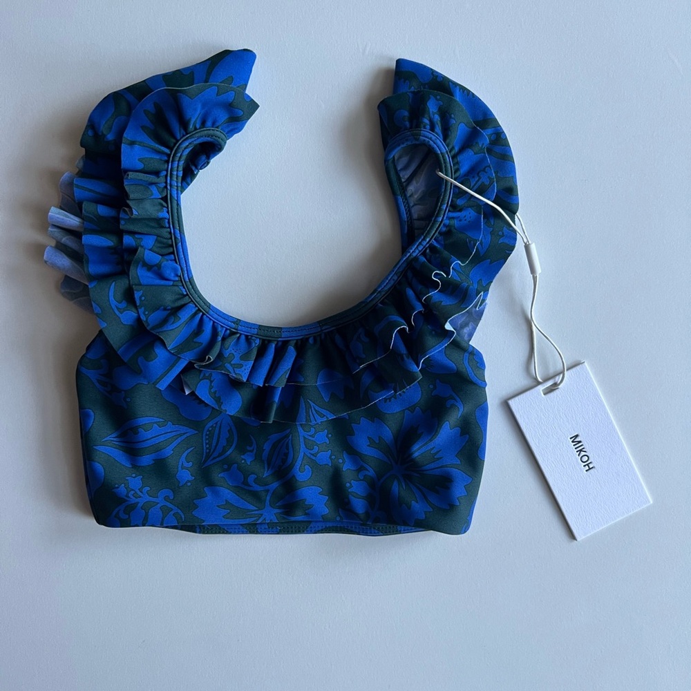 MIKOH MINI Havana Top Scoop Ruffle Top in Luau Iris NWT